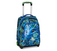 SJ GANG STYLE JAM GANG Schulranzen mit Rollen Big Trolley, 30 l, Doppelfach, 2 in 1 Doppelnutzung, Versteckbare Schultergurte, Fronttasche, ideal für Grundschule, Freizeit, Turchese Fluo, Jungen, blau