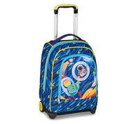 SJ GANG STYLE JAM GANG Schulranzen mit Rollen Big Trolley, 30 l, Doppelfach, 2 in 1 Doppelnutzung, Versteckbare Schultergurte, Fronttasche, ideal für Grundschule, Freizeit, Blue Print, Kinder, blau