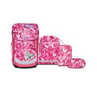 SJ GANG STYLE JAM GANG Schulranzen Set 4-teilig Ergonomischer Rucksack, Sportbeutel-Turnbeutel, gefülltes Mäppchen, kleine Federtasche, Höhenverstellbar, Kinder Grundschule Mädchen Junge, rosa