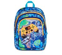 SJ GANG STYLE JAM GANG Schulrucksack Advanced JOYFUL PINS BOY, Blau, 29 l, Doppelfach, Controllereinsatz mit Pins, Fronttasche, Trinkflasche, Grundschule, Kinder