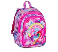 SJ GANG STYLE JAM GANG Schulrucksack Advanced JOYFUL PINS GIRL, Rosa, 29 l, Doppelfach, Regenbogen-Einsatz mit Pinseln, Fronttasche, Trinkflasche, Grundschule, Mädchen