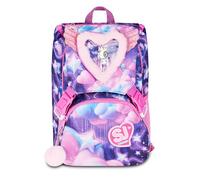 SJ GANG STYLE JAM GANG Schulrucksack, erweiterbar, Big Fluffy Pink Girl, Violett, 24 l, seitlicher Reißverschluss, pelzige Applikationen, Schlüsselanhänger Astronaut, Trinkflasche, Grund- und Mittel