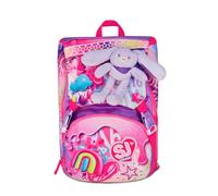 SJ GANG STYLE JAM GANG Schulrucksack, erweiterbar, Big, Fuchsia, Rucksack mit Trennwand, Tasche für Trinkflasche, Plüschhase, 24 l, Grundschule, Rucksack für Mädchen, fuchsia, Taglia unica