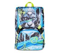 SJ GANG STYLE JAM GANG Schulrucksack, erweiterbar, Big Glace Panther Boy, hellblau, 24 l, seitliche Reißverschlüsse, große Flügel, Flaschenhalter, Grund- und Mittelschule, Kinder, Jungen