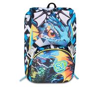 SJ GANG STYLE JAM GANG Schulrucksack, erweiterbar, Big Metal Dragon Boy, Blau, 24 l, seitliche Reißverschlüsse, hochklappbare Drachenflügel, Trinkflasche, Grund- und Mittelschule, Kinder, Jungen