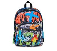 SJ GANG STYLE JAM GANG Schulrucksack mit zwei Fächern, Sj Ever High Flames, Schwarz, 31 l, mit Trinkflaschentasche und abnehmbarem Charm, für Kinder