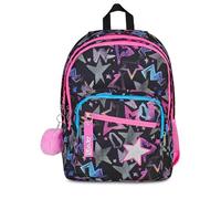 SJ GANG STYLE JAM GANG Schulrucksack mit zwei Fächern, Sj Ever Star Drafts, Schwarz, 31 l, mit Flaschenhalter und abnehmbarem Charm, für Mädchen