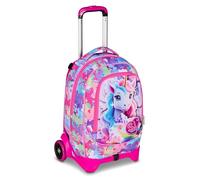 SJ GANG STYLE JAM GANG Schultrolley für Welpen New Tech, Rosa, 3 in 1, 3-in-1, Rucksack mit abnehmbarem Trolley und Crossover-System, Grundschule, Mädchen, Rosa, Taglia Unica, Modern