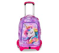 SJ GANG STYLE JAM GANG Schultrolley Jack mit 3 Rädern Fable Journey, Fuchsia, 3 in 1, Dreifach-Rucksack mit abnehmbarem Wagen, 33 l, Rucksack für die Grundschule, Rucksack für Mädchen, fuchsia, Taglia