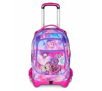 SJ GANG STYLE JAM GANG Schultrolley Jack mit 3 Rädern, Fuchsia, 3 in 1, Dreifach-Rucksack mit abnehmbarem Wagen, 33 l, Rucksack für die Grundschule, Rucksack für Mädchen, fuchsia, Taglia Unica