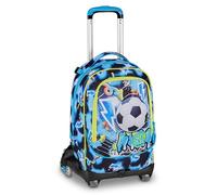 SJ GANG STYLE JAM GANG Trolley Jack mit 8 Rädern GLOWGAME, Blau, 34L, zerlegbar, Cross-over System, 3-in-1, versenkbare Schultergurte, Trinkflasche, verstellbare Stange, Grundschule, Kinder