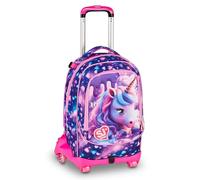 SJ GANG STYLE JAM GANG Trolley Jack mit 8 Rädern PIXIE UNICORN, Violett, 34 l, zerlegbar, Crossover System, 3 in 1, versenkbare Schultergurte, Trinkflasche, Fronttasche, Grundschule, Mädchen
