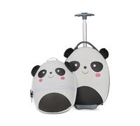 SJ GANG STYLE JAM GANG Trolley + Rucksack Hartschale für Kinder, Fancy Animals, weiß und schwarz, Panda-Muster, Kinder, Anti-Kipp-Fuß, Schule und Freizeit, Weiß, Taglia Unica, Modern