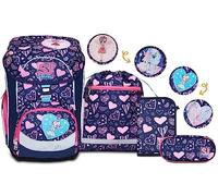 SJ Schulranzen set 4-teilig Ergonomischer Schulrucksack, Ultraleichte Schultasche, 22 LT, ab 1. Klasse mit Mäppchen und Turnbeutel, Kinder Grundschule Mädchen Junge, violett