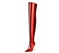 SJJH Damen Overknee Stiletto Stiefel Elegant 11cm Absatz - Für Abend & Party (Rot, 45 EU)