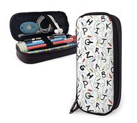 SJOAOAA Federmäppchen aus Leder, Motiv: Stranger Letter Things, weißes Federmäppchen, große Kapazität, Stifteetui, lustiges Schreibwarenetui für Büro, Studenten, Schule, siehe abbildung,