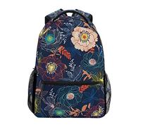 SJOAOAA Leichter Rucksack, Clorful Flora, Blau, College-Buch, Wandern, Camping, Tagesrucksack, Büchertasche, Schultasche, Reisen, Laptop-Tasche, Style-4339, Mehrfarbig1, One Size, Tagesrucksack