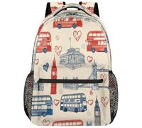 SJOAOAA Leichter Rucksack, College-Rucksack, Tagesrucksack, Büchertasche, Schultasche, Reise, Laptop-Tasche, Style-2431, British London Bus Big Ben, One Size, Tagesrucksack