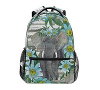 SJOAOAA Leichter Rucksack, Motiv: Elefant, blaue Blume, College, Buch, Wandern, Camping, Tagesrucksack, Büchertasche, Schultasche, Reisen, Laptop-Tasche, Stil 4215, Mehrfarbig1, One Size