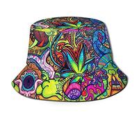 SJOAOAA Modische Psychedelische Pilz Eimer Hut SunRainbow Trippy Bucket Hat Damen Herren, siehe abbildung, One size