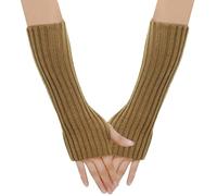 SJTJSPX Armstulpen Damen Mädchen Handschuhe Lange Handstulpen Fingerlose Winterhandschuhe Halbfinger Strickhandschuhe Einfarbig Armwärmer Stretch Pulswärmer Armlinge für Büro Tippen Computer