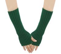 SJTJSPX Armstulpen Damen Mädchen Handschuhe Lange Handstulpen Fingerlose Winterhandschuhe Halbfinger Strickhandschuhe Einfarbig Armwärmer Stretch Pulswärmer Armlinge für Büro Tippen Computer