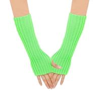 SJTJSPX Armstulpen Damen Mädchen Handschuhe Lange Handstulpen Fingerlose Winterhandschuhe Halbfinger Strickhandschuhe Einfarbig Armwärmer Stretch Pulswärmer Armlinge für Büro Tippen Computer
