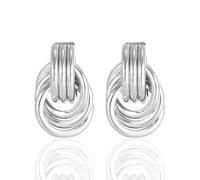 SJUIEO 14 Karat versilberte Statement-Ohrringe mit Geschenkbox, geometrische Ohrringe für Frauen und Mädchen, silberne Knoten-Ohrhänger, Modeschmuck-Geschenk