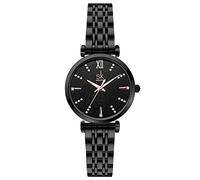 SK Klassische Frauen Uhren Mode Damen Kleid Uhr Solide Edelstahl Band Echtes Lederband (Black-Starry)