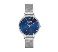 Skagen Anita Lille SKW2307 Damen-Armbanduhr aus silbernem Edelstahlgeflecht mit DREI Zeigern, Blau/Silber, Anita