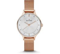 Skagen Anita Lille Uhr für Damen, Quarzwerk mit Edelstahl- oder Lederarmband, Roségoldton und Weiß, 30MM