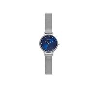 Skagen Anita Lille Uhr für Damen, Quarzwerk mit Edelstahl- oder Lederarmband, Silberton und Blau, 30MM