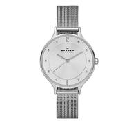 Skagen Damenuhr Anita Lille, Dreizeiger Uhrwerk, 30mm Silbernes Edelstahlgehäuse mit Edelstahl Mesh Armband, SKW2149