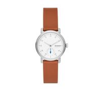 Skagen Kuppel Uhr für Damen, Quarzwerk mit Edelstahl- oder Lederarmband, Braun und Weiß, 32MM