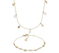 Skagen Damen Agnethe Perle Goldfarbener Edelstahl Halskette und Armband, Set