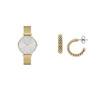 Skagen Damen Anita Lille Goldfarbene Edelstahl Uhr und Merete Goldfarbene Ohrringe, Set
