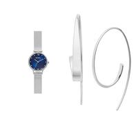 Skagen Damen Anita Lille Silberfarbene Edelstahl Uhr und Kariana Ohrringe, Set