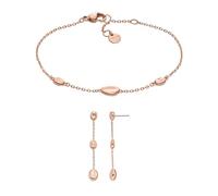 Skagen Damen Anja Pebbles Roségold-Ton Edelstahl Armband und Ohrringe, Set