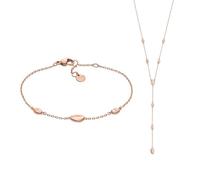 Skagen Damen Anja Pebbles Roségold-Ton Edelstahl Halskette und Armband, Set
