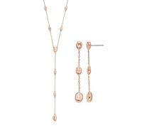Skagen Damen Anja Pebbles Roségold-Ton Edelstahl Halskette und Ohrringe, Set