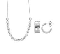 Skagen Damen Anja Pebbles Silber-Ton Edelstahl Halskette und Ohrringe, Set