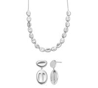 Skagen Damen Anja Pebbles Silber-Ton Edelstahl Halskette und Ohrringe, Set