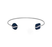 Armspange SKAGEN "Schmuck Geschenk Edelstahl SOFIE SEA GLASS", blau (edelstahlfarben, dunkelblau, dunkelblau), Armbänder, Damen, 16,5cm, Edelstahl, glänzend, Armspange, mit Glasstein (64820946-0) edel