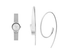 Skagen Damen Freja Lille Silberfarbene Edelstahl Uhr und Kariana Ohrringe, Set