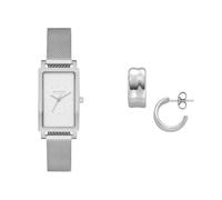 Skagen Damen Hagen Lille Silberfarbene Edelstahl Uhr und Anja Pebbles Ohrringe, Set