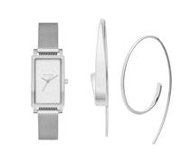 Skagen Damen Hagen Lille Silberfarbene Edelstahl Uhr und Kariana Ohrringe, Set
