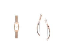 Skagen Damen Hagen Micro Roségoldfarbene Edelstahl Uhr und Kariana Ohrringe, Set