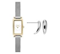 Skagen Damen Hagen Micro Silber-Ton Edelstahl-Uhr und Anja Pebbles Ohrringe, Set