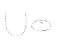 Skagen Damen Halskette und Armband Essential Waves, silberfarbener Edelstahl, Set