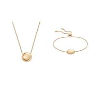 Skagen Damen Halskette und Armband Kariana, goldfarbener Edelstahl, Set